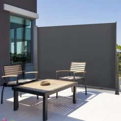 Paravent rétractable 3x1,8m gris pour l’extérieur*IDMarket Sale