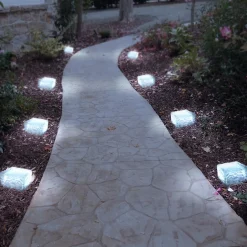 Pavés solaires en verre 4 LEDS blanches éclairage de jardin*IDMarket New