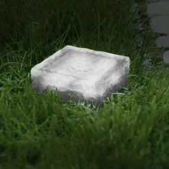 Pavés solaires en verre 4 LEDS blanches éclairage de jardin*IDMarket New