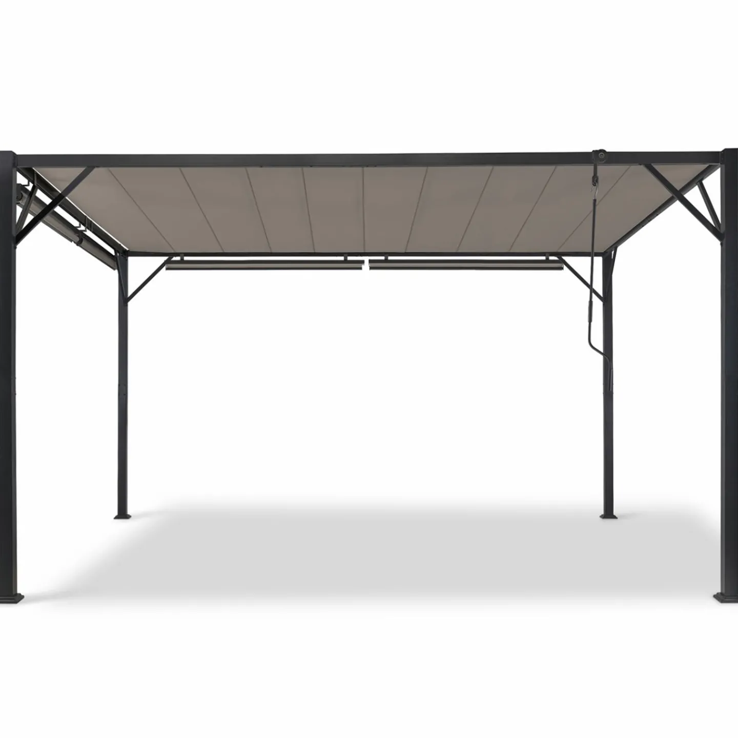 Pergola acier lames orientables 3x4m avec 4 stores taupe*IDMarket