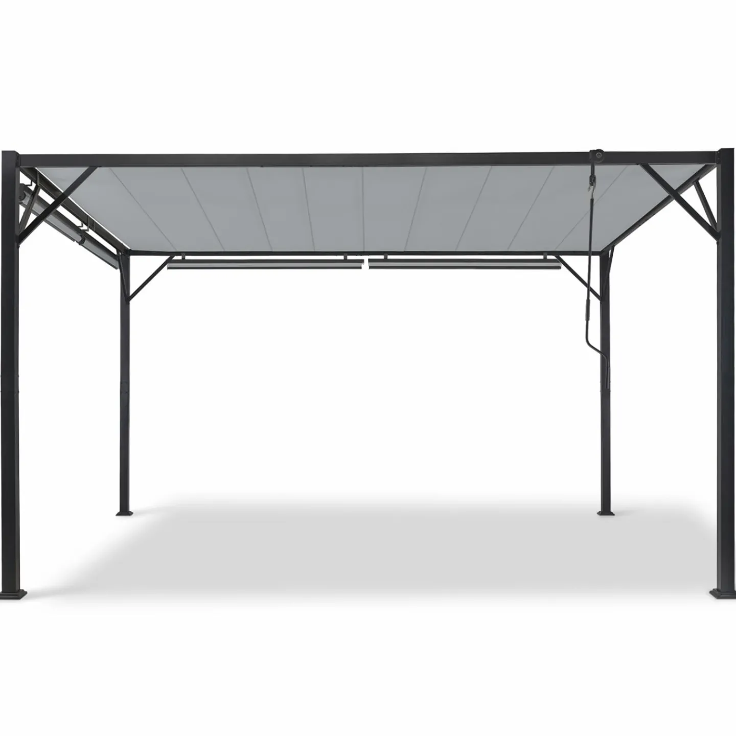 Pergola acier lames orientables 3x4 m avec 4 stores gris clair*IDMarket