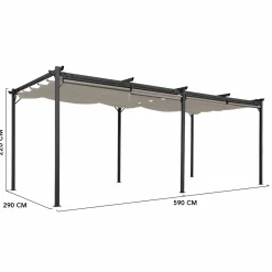 Pergola au toit rétractable avec 6 stores coloris taupe*IDMarket Clearance