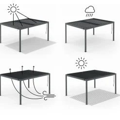 Pergola bioclimatique 3x4 M lames orientables aluminium gris anthracite*IDMarket Discount