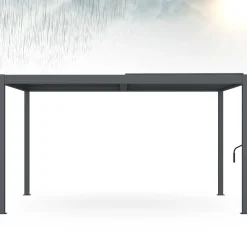Pergola bioclimatique 3x4 M lames orientables aluminium gris anthracite*IDMarket Discount