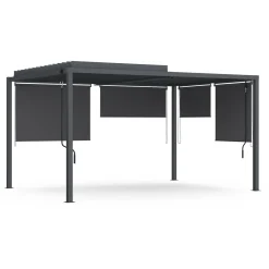 Pergola bioclimatique 3x4M lames orientables et stores gris anthracite*IDMarket Best