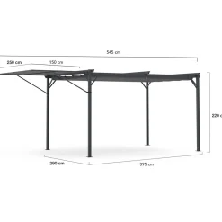 Pergola gris anthracite 3x4M avec auvent et toit réglable*IDMarket Sale