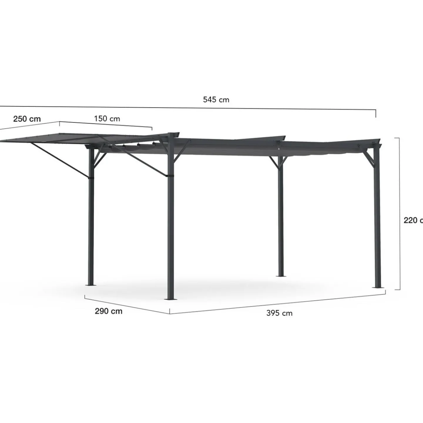 Pergola gris anthracite 3x4M avec auvent et toit réglable*IDMarket Sale