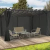 Pergola lames orientables avec 4 rideaux gris 3x4 M*IDMarket Discount