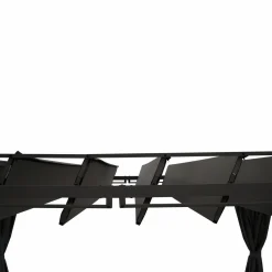 Pergola lames orientables avec 4 rideaux gris 3x4 M*IDMarket Discount