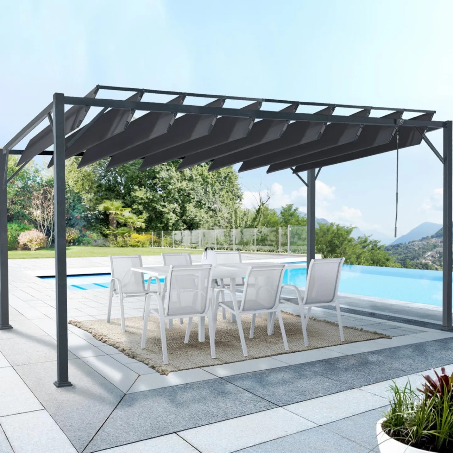 Pergola lames orientables gris anthracite*IDMarket Hot