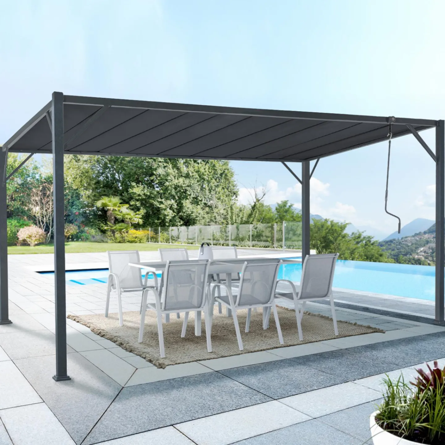 Pergola lames orientables gris anthracite*IDMarket Hot