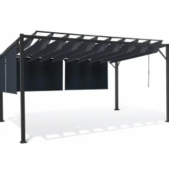Pergola lames orientables et stores gris anthracite*IDMarket Hot