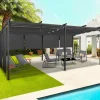 Pergola toit rétractable 3x6m gris anthracite et stores enrouleurs*IDMarket Best