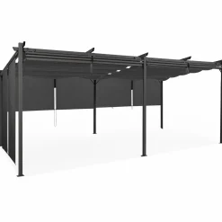 Pergola toit rétractable 3x6m gris anthracite et stores enrouleurs*IDMarket Best