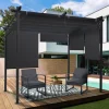 Pergola 3x3 m toit rétractable gris anthracite et stores enrouleurs*IDMarket Best