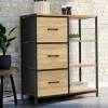 Petit buffet d’appoint industriel 3 tiroirs et étagères*IDMarket Best