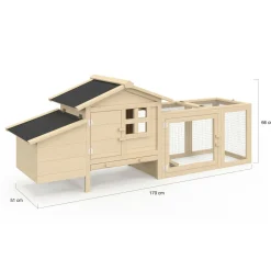 Petit poulailler en bois pour 2 poules avec enclos et pondoir sur pilotis*IDMarket Clearance