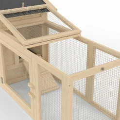 Petit poulailler en bois pour 2 poules avec enclos et pondoir sur pilotis*IDMarket Clearance