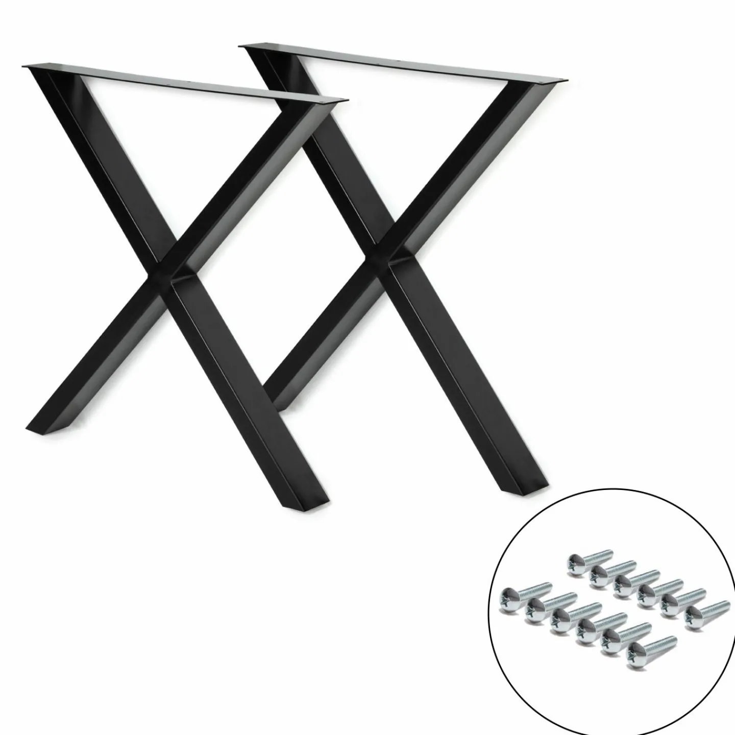 Pieds de table en X en métal noir*IDMarket Clearance