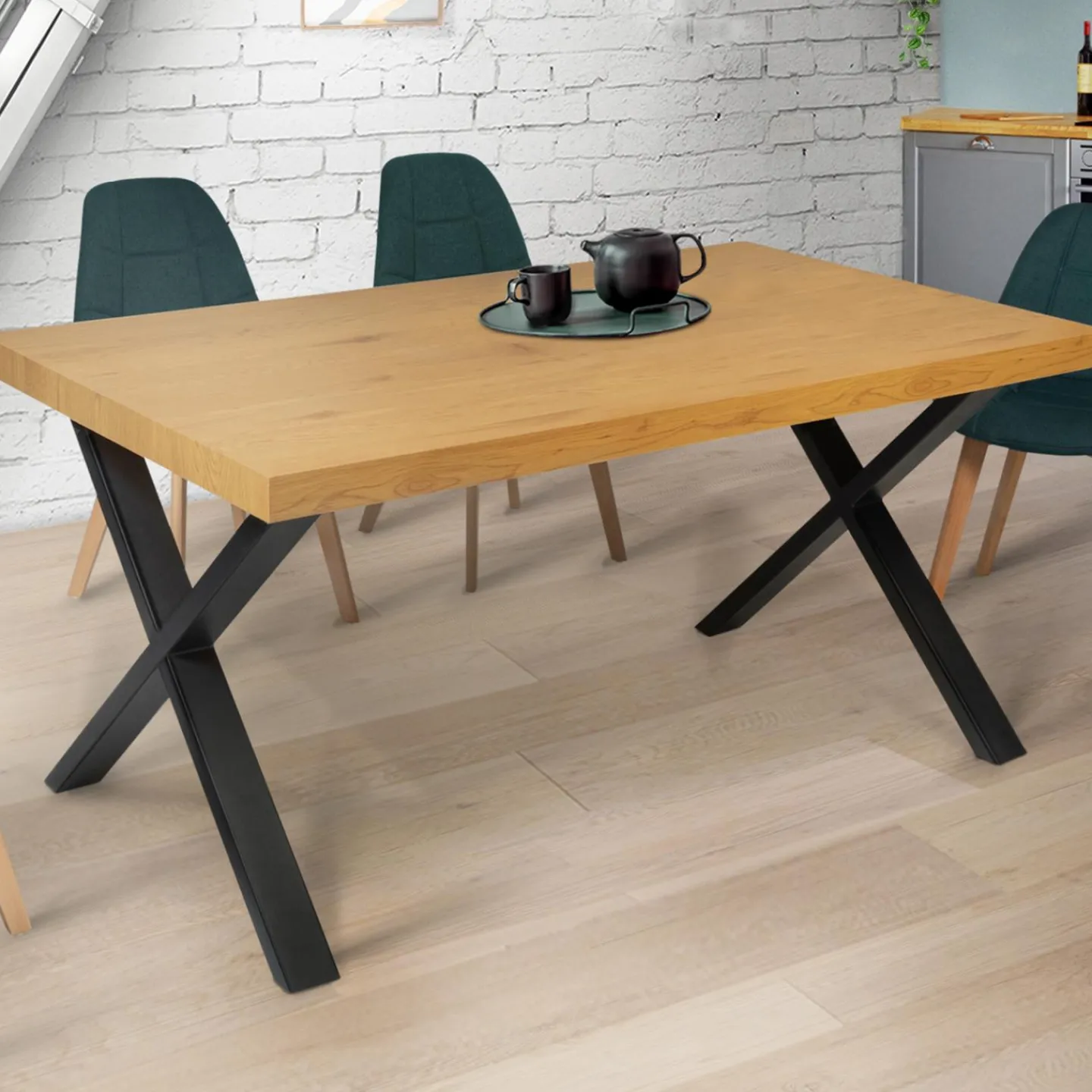 Pieds de table en X en métal noir*IDMarket Clearance