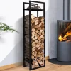 Porte bûches vertical intérieur 170 cm en métal noir*IDMarket