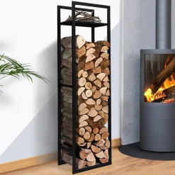 Porte bûches vertical intérieur 170 cm en métal noir*IDMarket