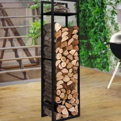 Porte bûches vertical intérieur 170 cm en métal noir*IDMarket