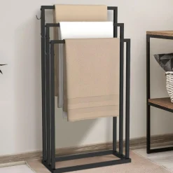 Porte serviettes design industriel en métal noir*IDMarket Outlet