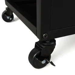 Porte-bûche intérieur 112 cm acier noir plein avec roulettes*IDMarket Sale