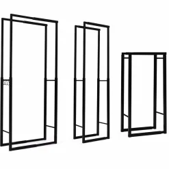 Porte-bûches intérieur modulable 65x25x150 cm en métal noir*IDMarket Outlet