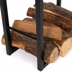Porte-bûches intérieur modulable 65x25x150 cm en métal noir*IDMarket Outlet