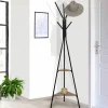 Porte-manteau bois métal design avec plateaux*IDMarket Best