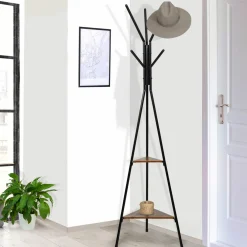 Porte-manteau bois métal design avec plateaux*IDMarket Best