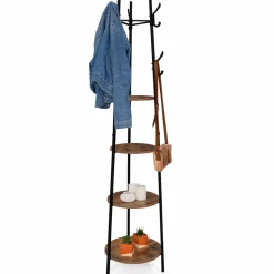 Porte-manteau industriel sur pied avec étagères*IDMarket Outlet