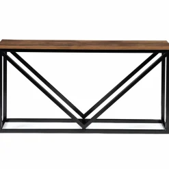 Portes bûches intérieur plateau en bois vieilli et métal noir*IDMarket Clearance