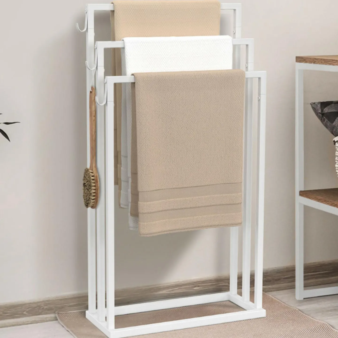 Porte-serviettes industriel métal blanc 3 niveaux*IDMarket Outlet