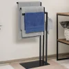Porte-serviettes sur pied métal noir*IDMarket Clearance