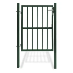Portillon de jardin barreaudé en acier vert 105 x 125 CM avec serrure et poignée*IDMarket Discount