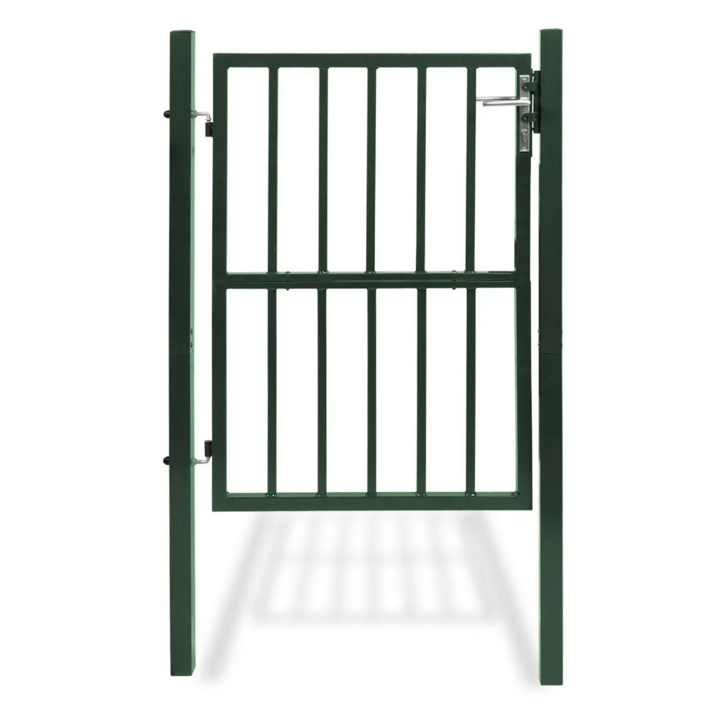 Portillon de jardin barreaudé en acier vert 105 x 125 CM avec serrure et poignée*IDMarket Discount