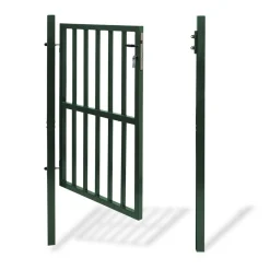 Portillon de jardin barreaudé en acier vert 105 x 125 CM avec serrure et poignée*IDMarket Discount