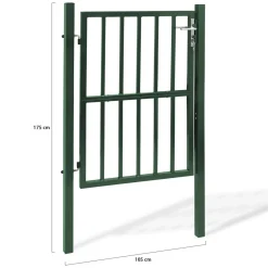 Portillon de jardin barreaudé en acier vert 105 x 125 CM avec serrure et poignée*IDMarket Discount