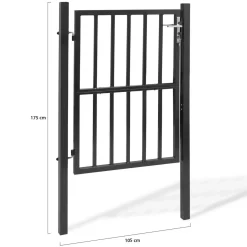 Portillon de jardin barreaudé en acier gris anthracite 105 x 125 CM avec serrure et poignée*IDMarket Hot