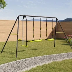Portique balançoire 3 agrès pour jardin extérieur*IDMarket Best
