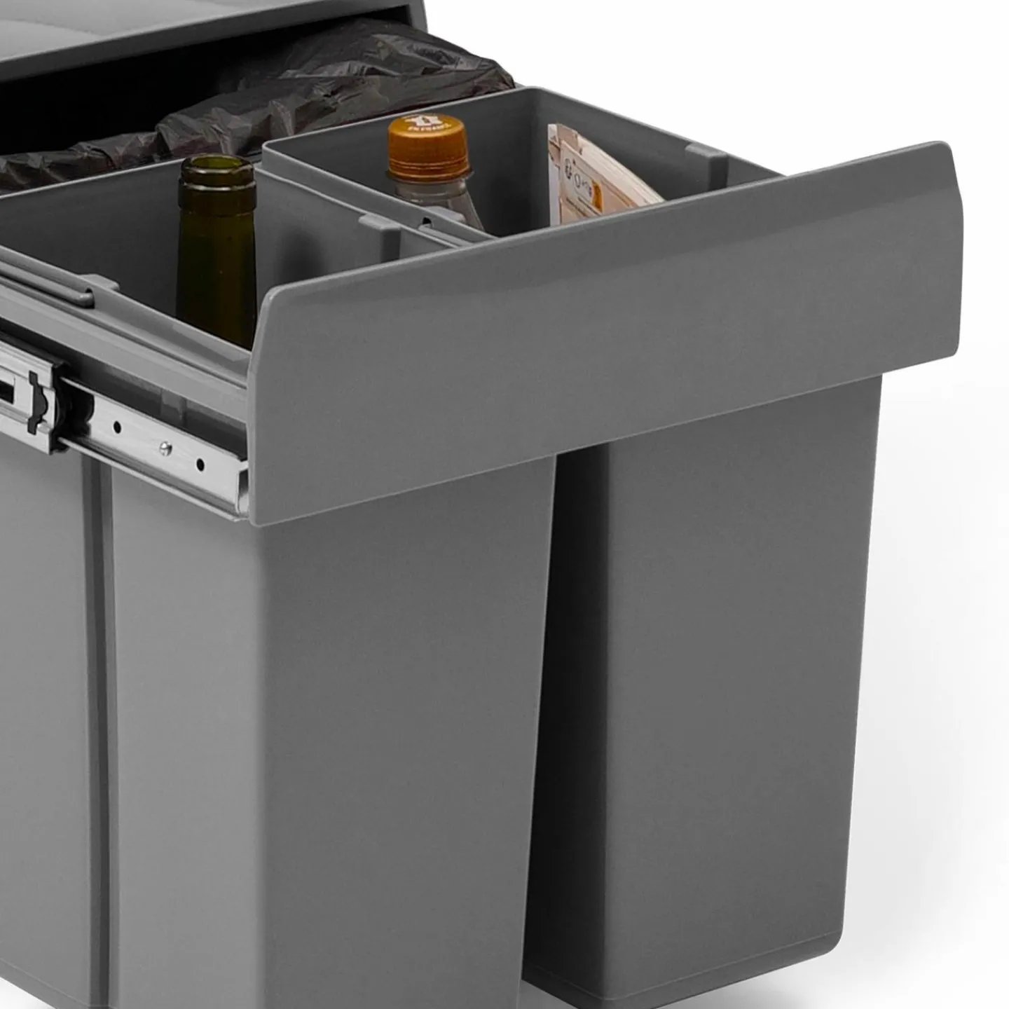 Poubelle tri sélectif 3 compartiments encastrable amoviles 1x15L + 2x8L*IDMarket New