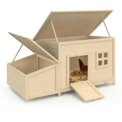 Poulailler en bois 6 poules avec pondoir, toit plat et sur pilotis*IDMarket New