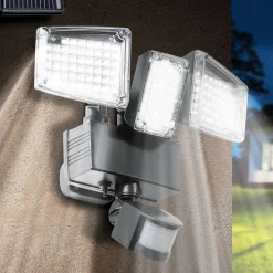 Projecteur LED solaire 3 spots 178 LED avec détecteur de mouvement*IDMarket Online
