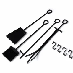 Range bûches vertical en acier noir et accessoires*IDMarket Best