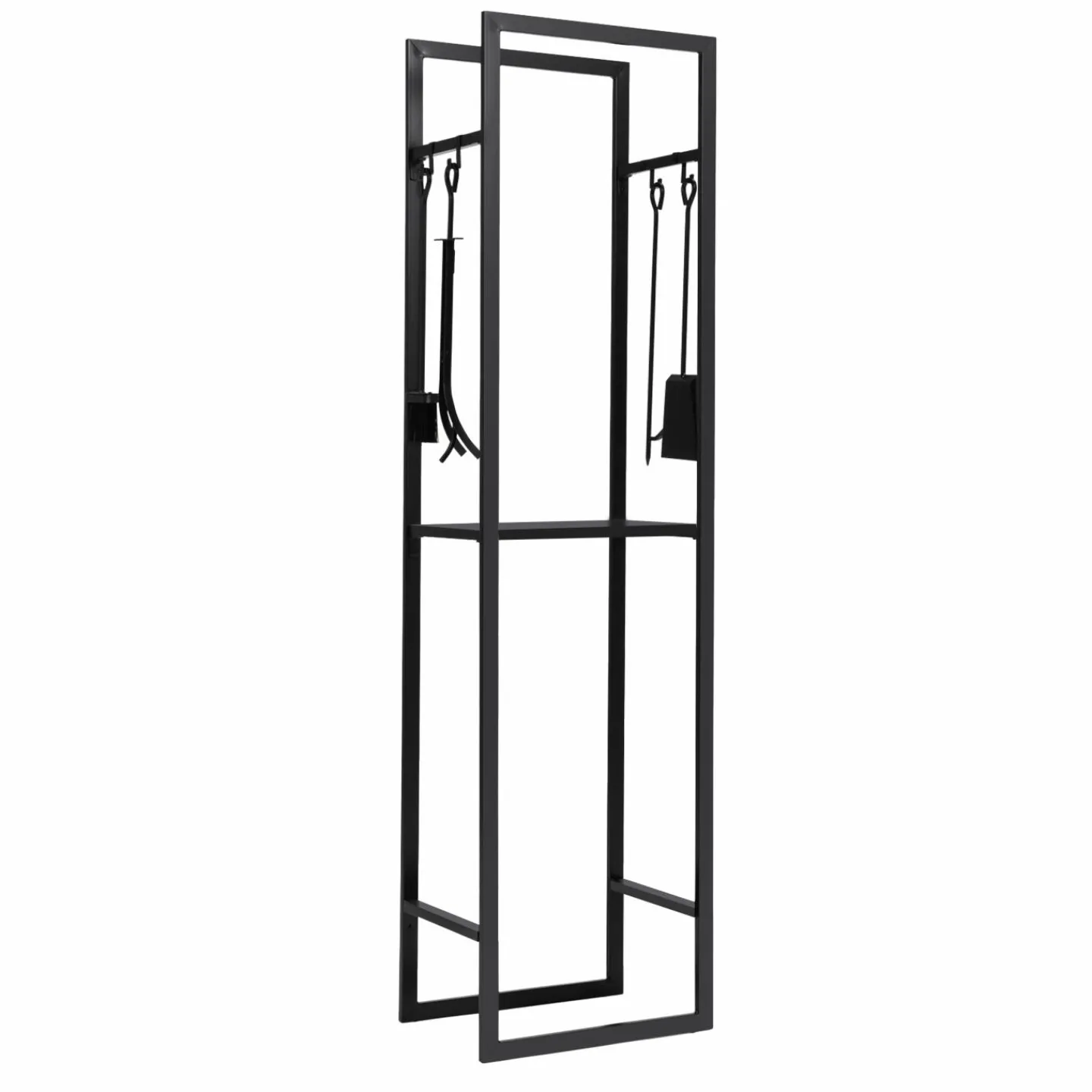 Range bûches vertical en acier noir et accessoires*IDMarket Best