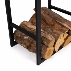 Range bûches vertical en acier noir et accessoires*IDMarket Best