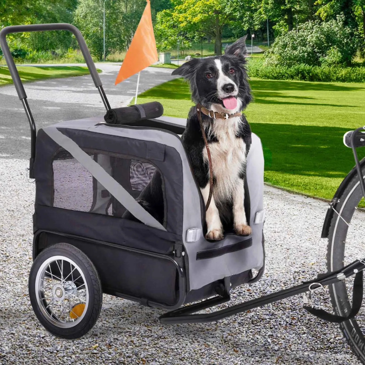Remorque à vélo pour chien avec réflecteurs*IDMarket New